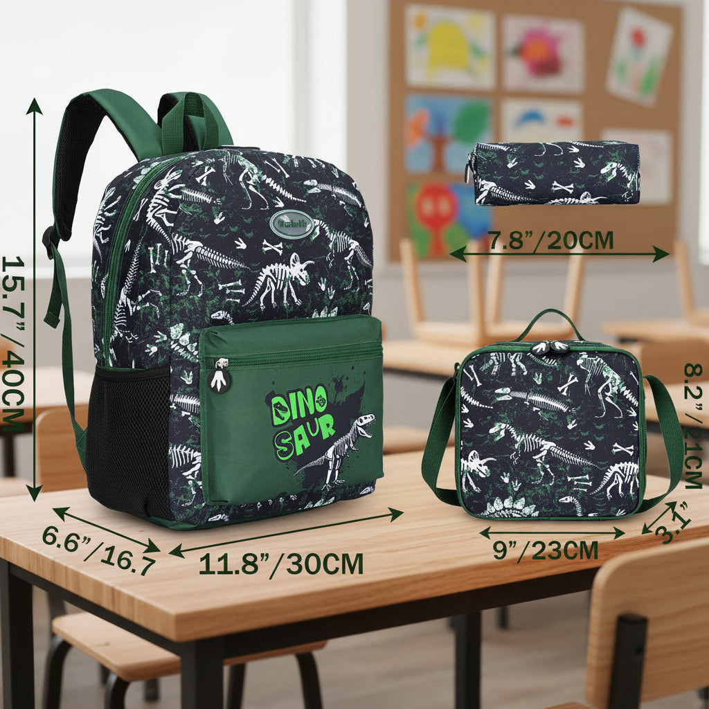 Boys School Backpack With Lunch Box and Pen Case