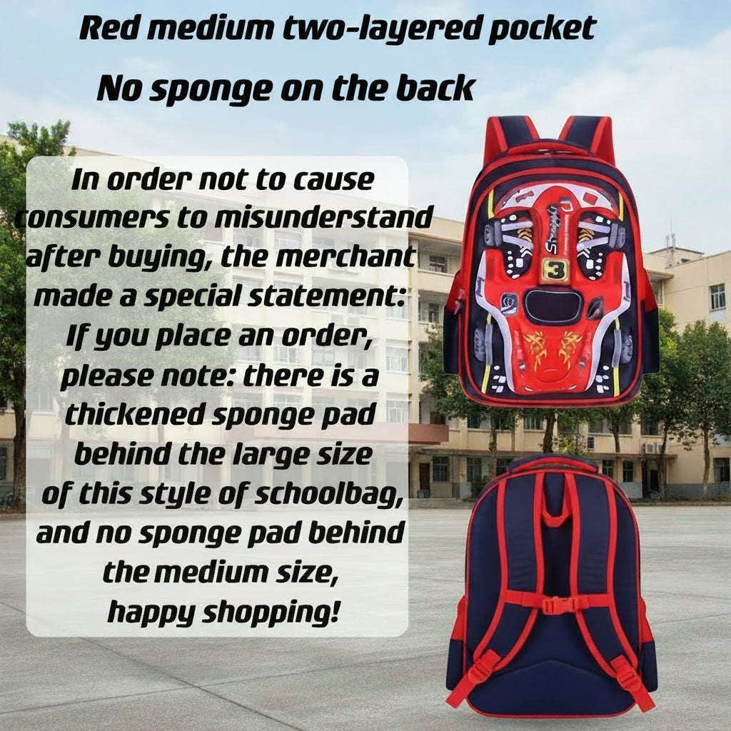 Racer 3D Cars Lightweight Backpacks Bags