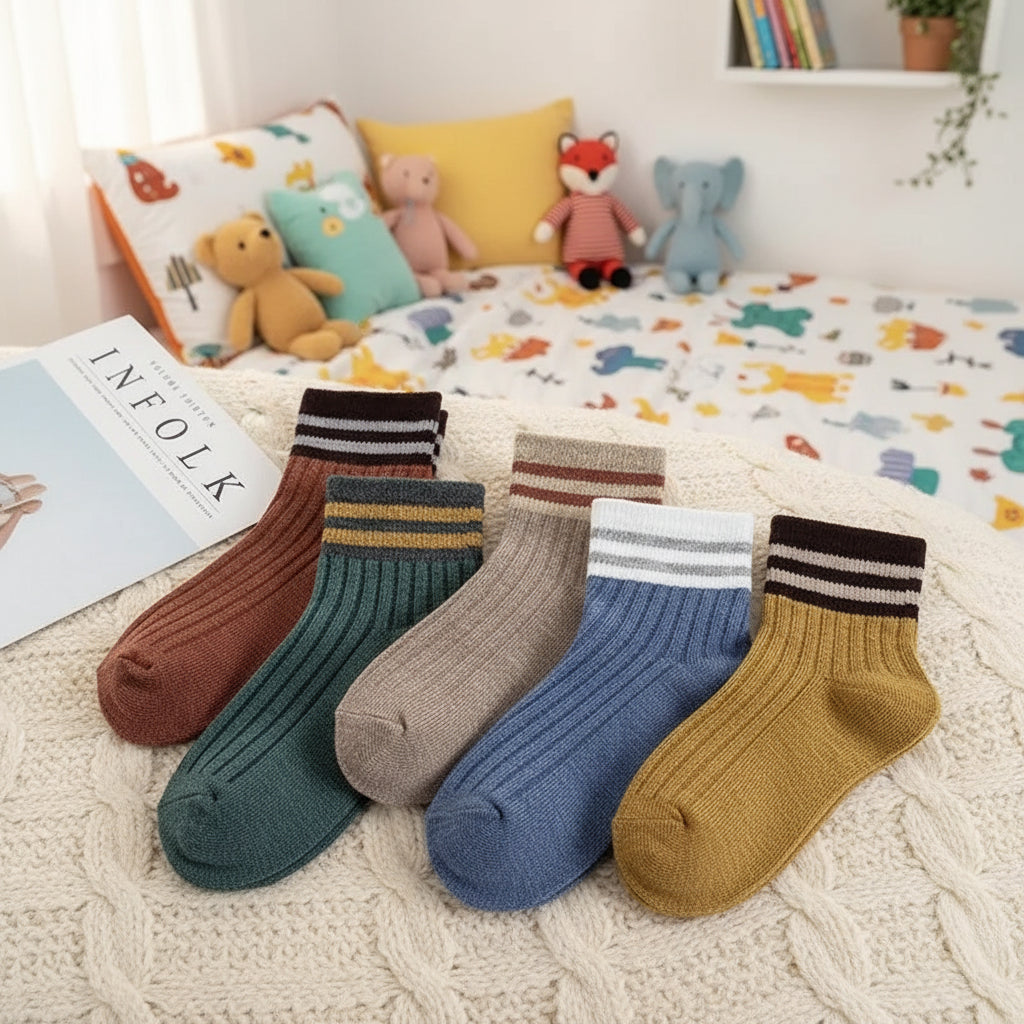 Chaussettes montantes à motifs ours/fleurs (5 paires)