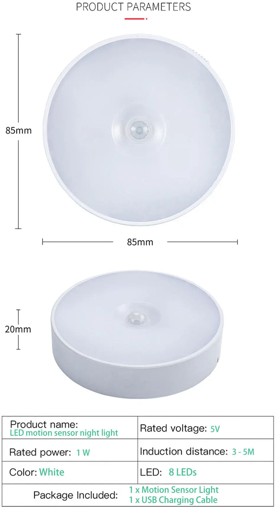 Motion Sensor USB Rechargeable LED Night Light