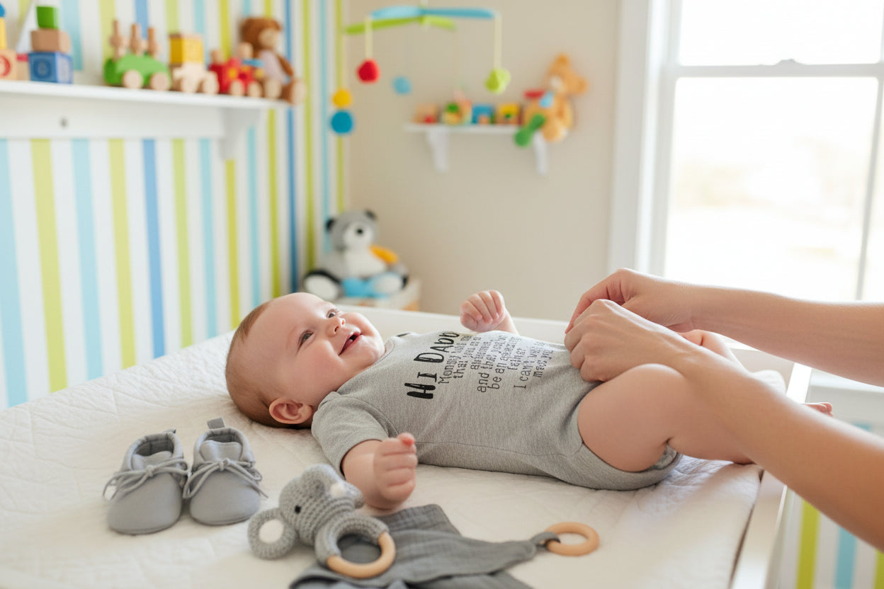 "Hi Daddy Mommy Told Me That You Are Awesome" Short Sleeve Rompers