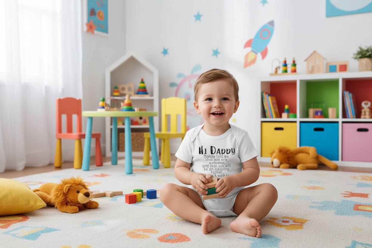 "Hi Daddy Mommy Told Me That You Are Awesome" Short Sleeve Rompers