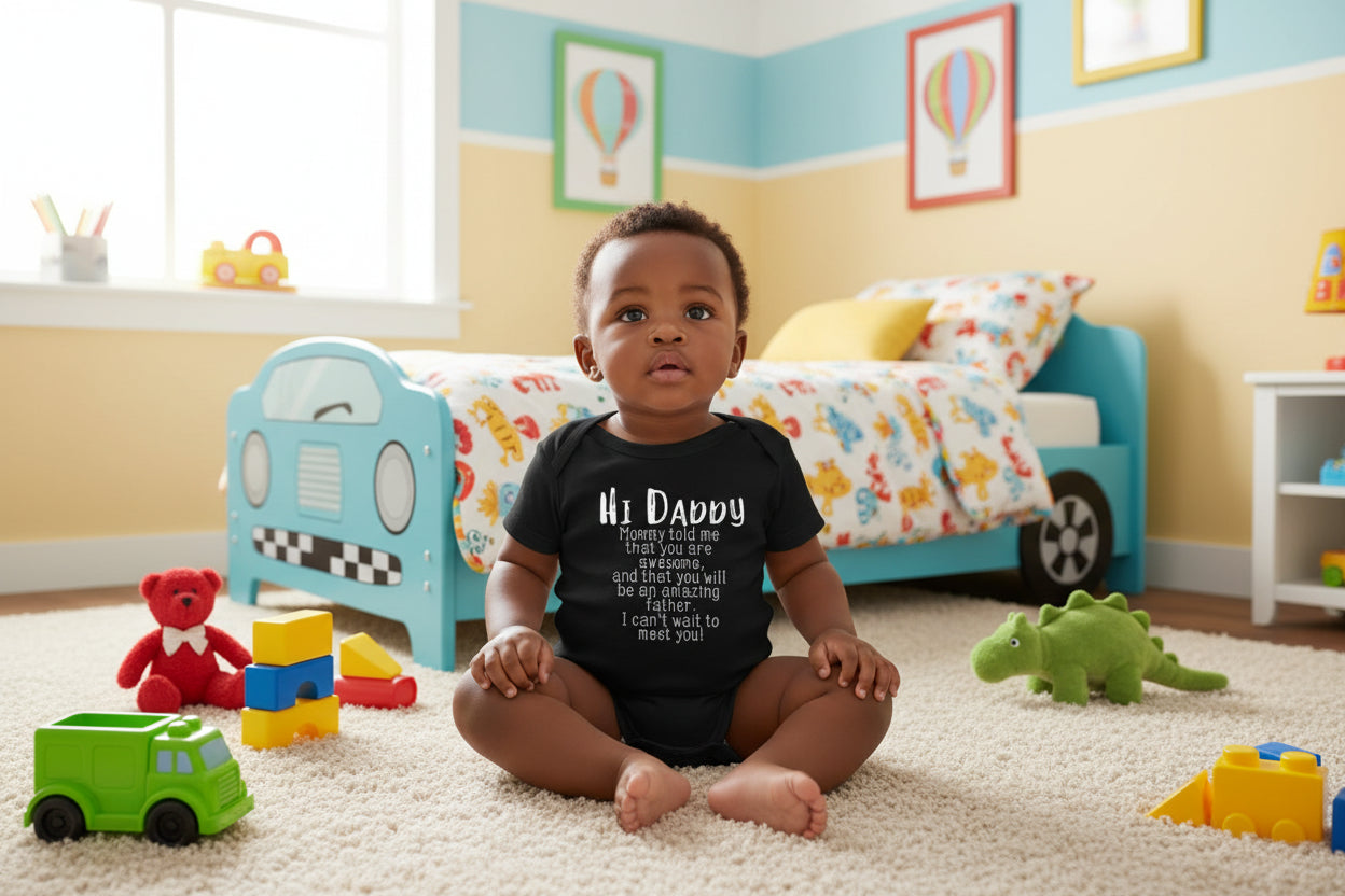 "Hi Daddy Mommy Told Me That You Are Awesome" Short Sleeve Rompers