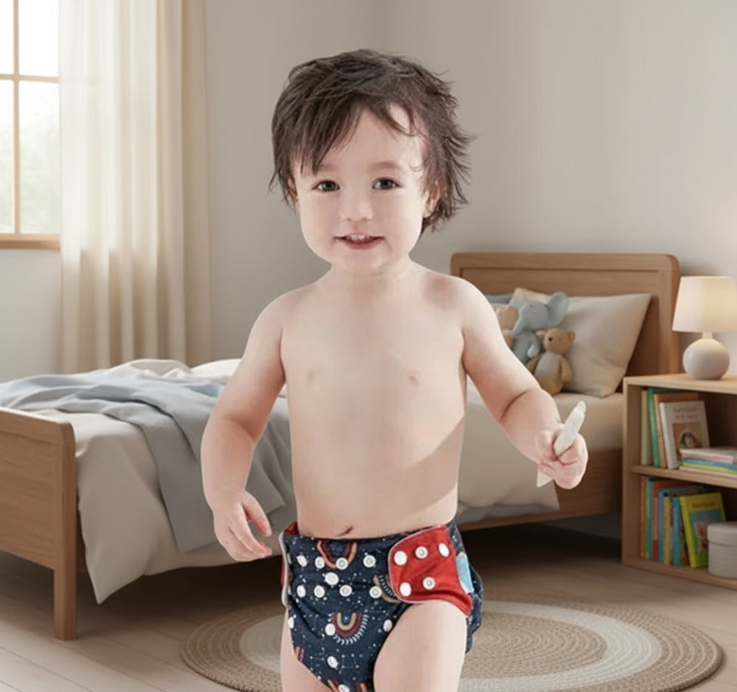 4 قطع من حفاضات الأطفال الصديقة للبيئة والقابلة لإعادة الاستخدام