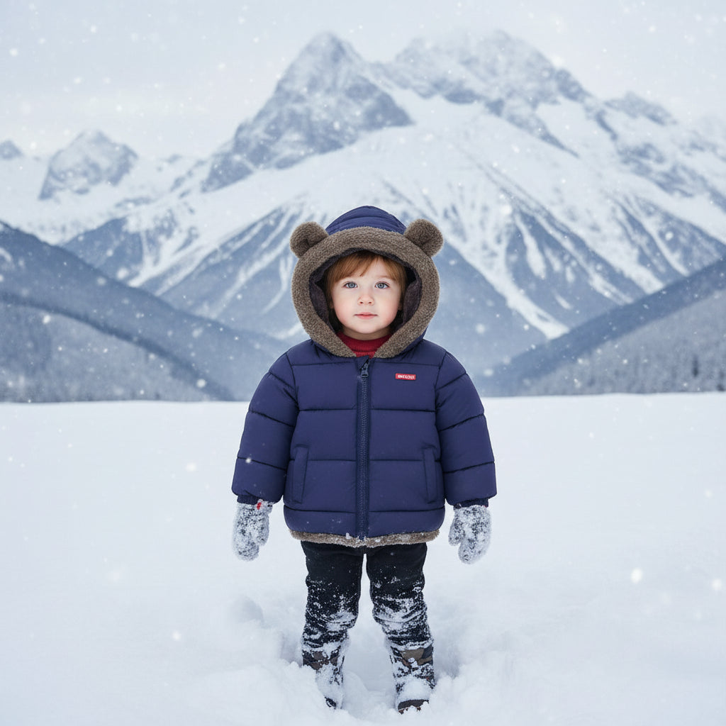 سترات أطفال سميكة بغطاء للرأس