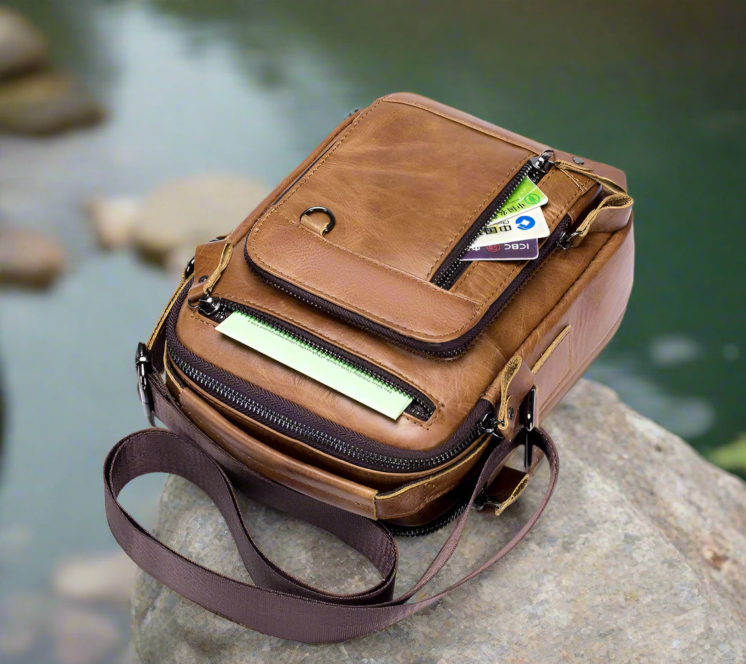 حقائب كروس بودي من الجلد الطبيعي