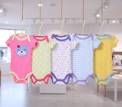 5Pcs (Random) Short Sleeve Soft Rompers