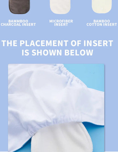 4 قطع من حفاضات الأطفال الصديقة للبيئة والقابلة لإعادة الاستخدام