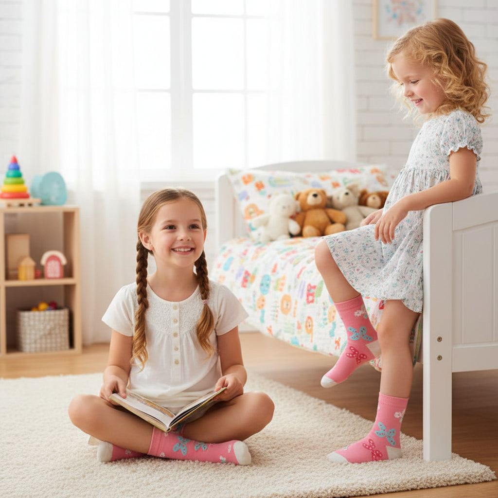 5 paires de chaussettes courtes à motifs papillons