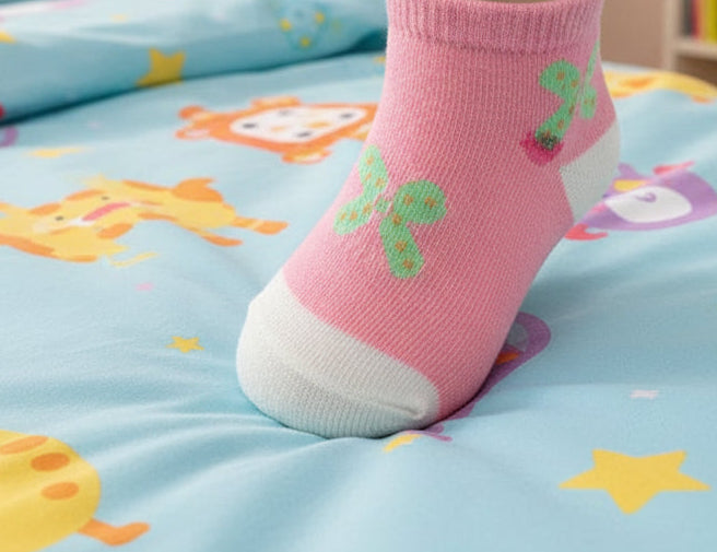 5 paires de chaussettes courtes à motifs papillons