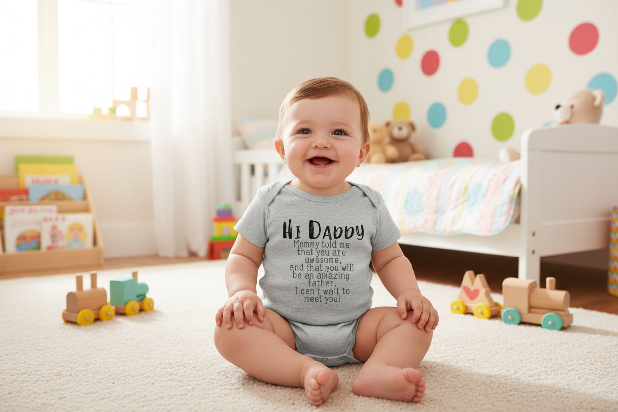 "Hi Daddy Mommy Told Me That You Are Awesome" Short Sleeve Rompers