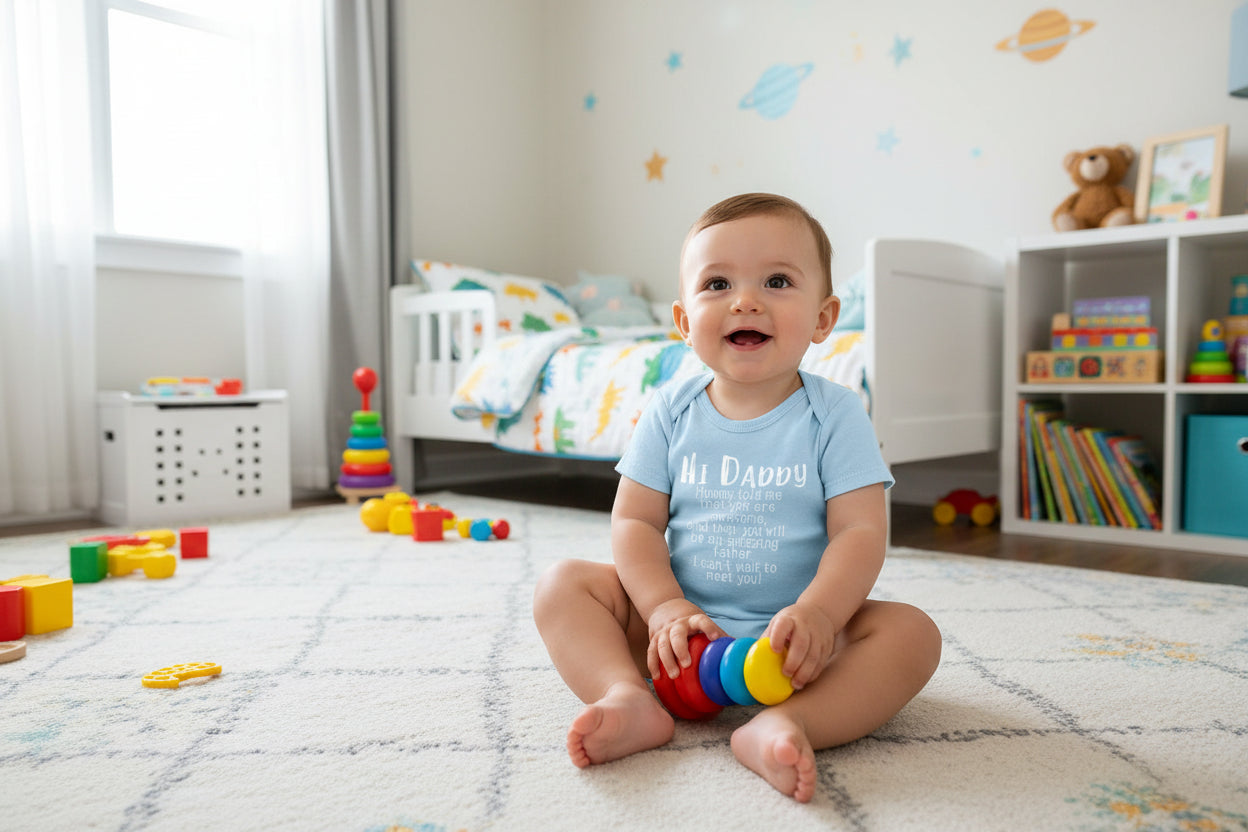 "Hi Daddy Mommy Told Me That You Are Awesome" Short Sleeve Rompers