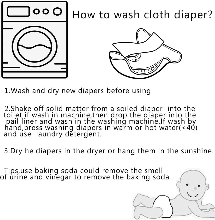 4 قطع من حفاضات الأطفال الصديقة للبيئة والقابلة لإعادة الاستخدام