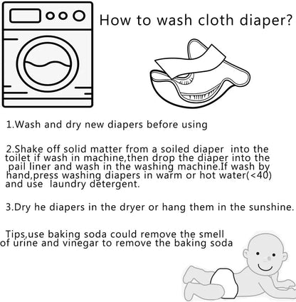 4 قطع من حفاضات الأطفال الصديقة للبيئة والقابلة لإعادة الاستخدام