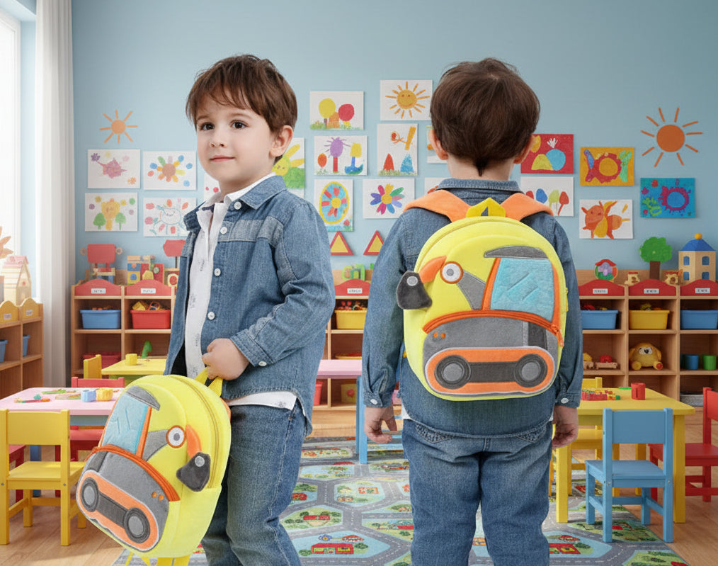 Engineering Vehicles Cartoon Kids Backpacks Bags