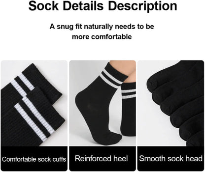 6Prs Black and White Comfortable Short Socks