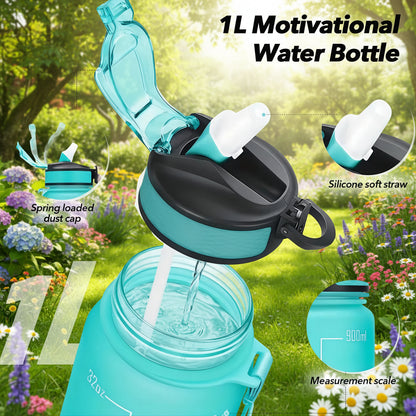 1L Water Bottles 12 Colors with Time Mark Drink