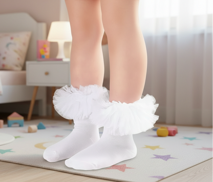 1/8Prs Chaussettes de princesse duveteuses à volants