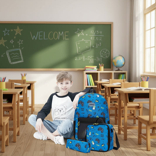 Boys School Backpack With Lunch Box and Pen Case