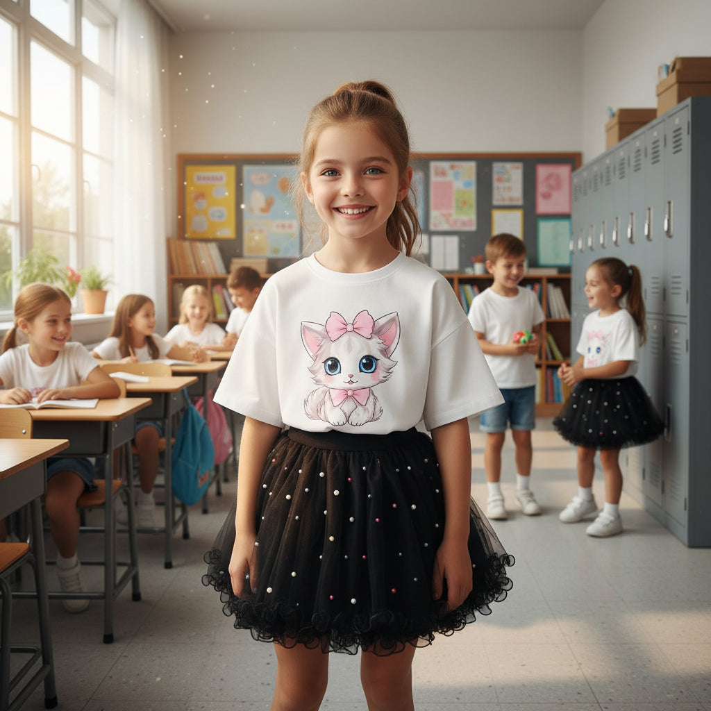 Girl Summer Cute Cartoon Sweatshirts and Skirts