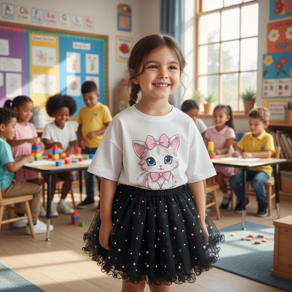 Girl Summer Cute Cartoon Sweatshirts and Skirts