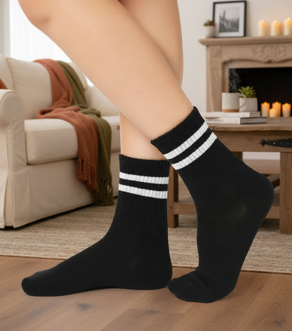 6Prs Black and White Comfortable Short Socks
