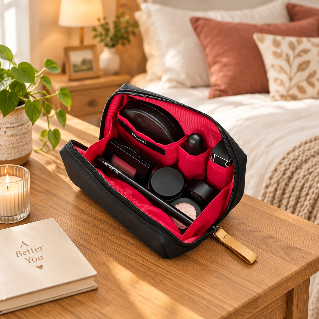 Partitioned Large Capacity Cosmetic Bags