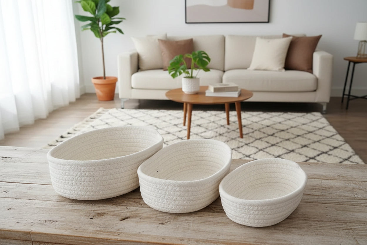 Rope Woven Organize Storage Baskets