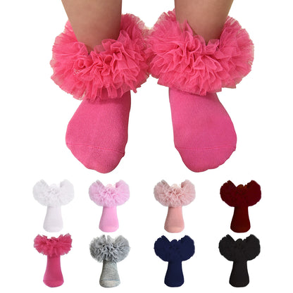 1/8Prs Chaussettes de princesse duveteuses à volants