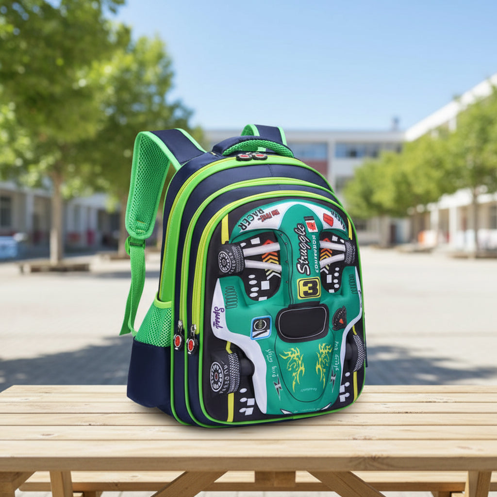 Racer 3D Cars Lightweight Backpacks Bags