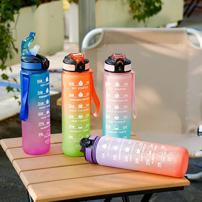 1L Water Bottles 12 Colors with Time Mark Drink