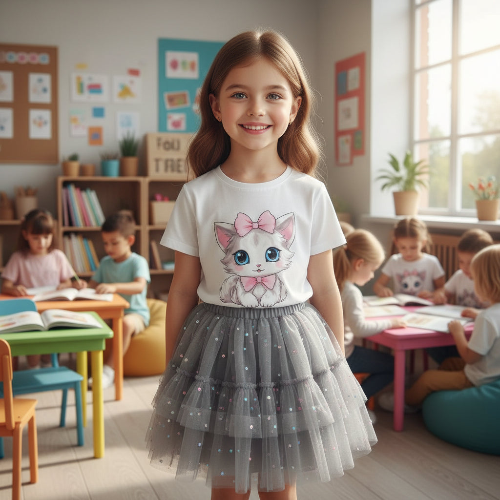 Girl Summer Cute Cartoon Sweatshirts and Skirts