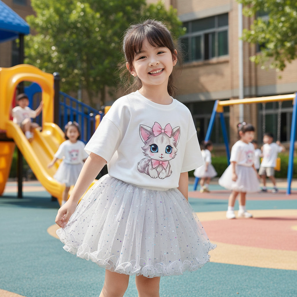 Girl Summer Cute Cartoon Sweatshirts and Skirts