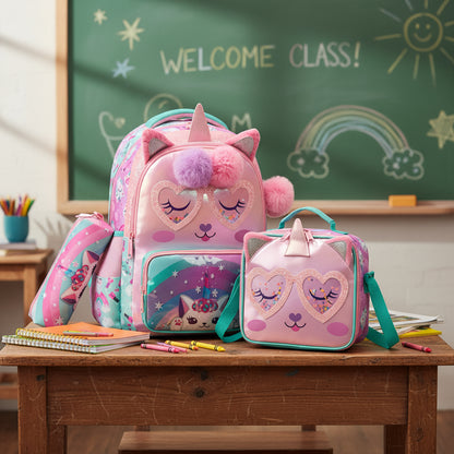 Girls Backpack With Lunch Bag and Pen Case