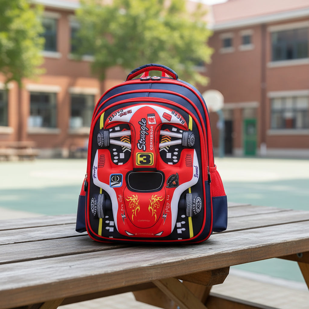 Racer 3D Cars Lightweight Backpacks Bags