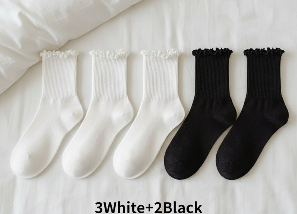 5Prs Warm and Comfortable Middle Tube Socks
