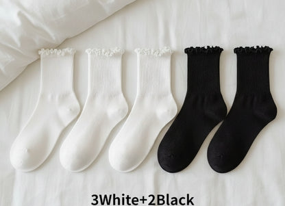 5Prs Warm and Comfortable Middle Tube Socks