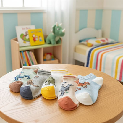 5Prs Dinosaurs Low Cut Socks