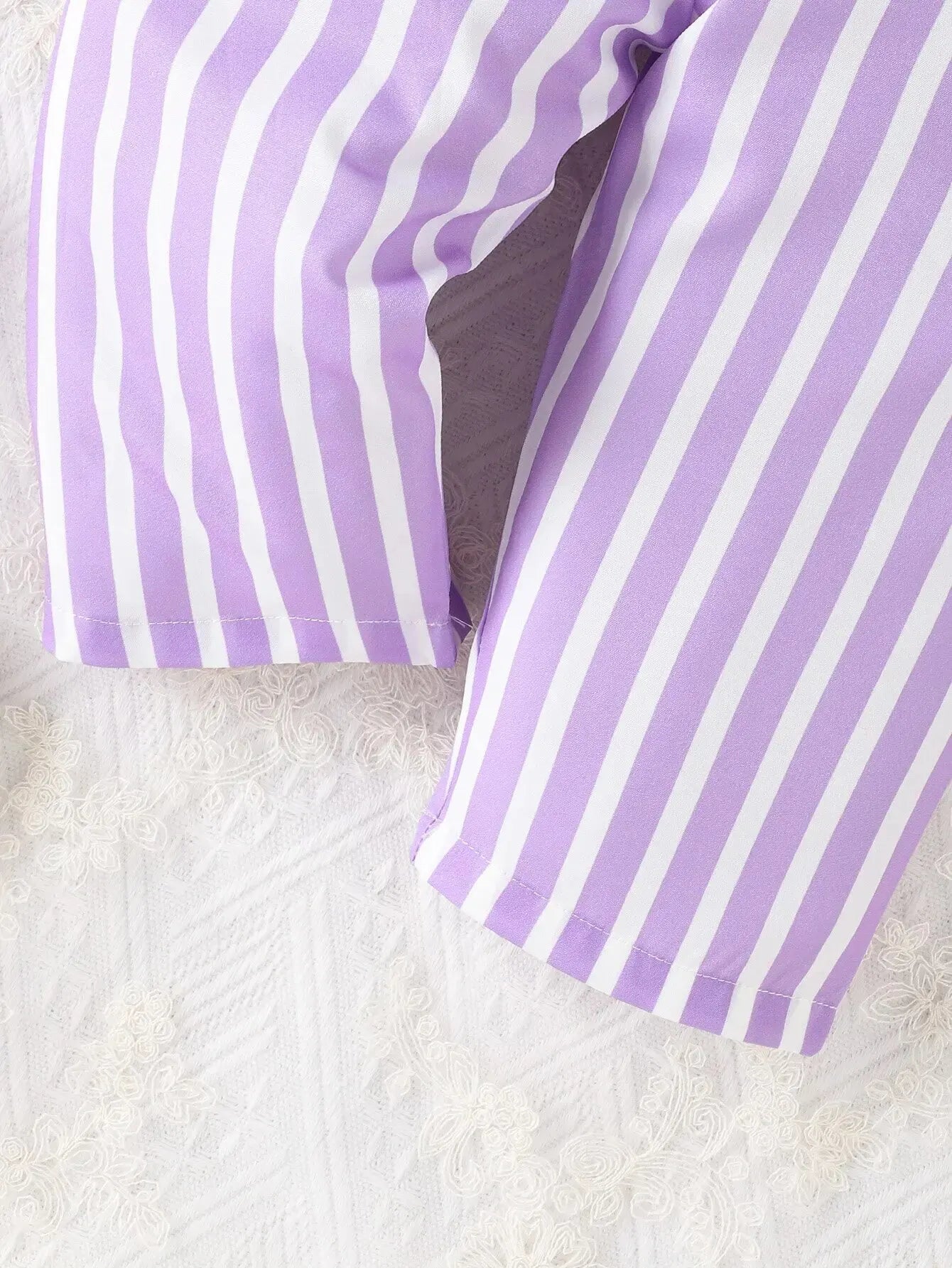 Sweet Purple Stripes Dress with Belt