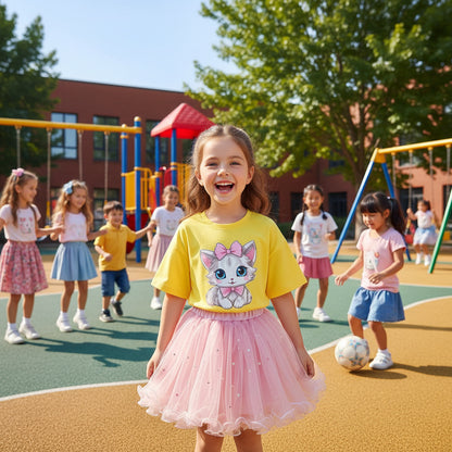 Girl Summer Cute Cartoon Sweatshirts and Skirts