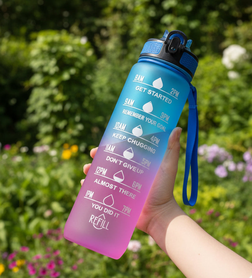 1L Water Bottles 12 Colors with Time Mark Drink