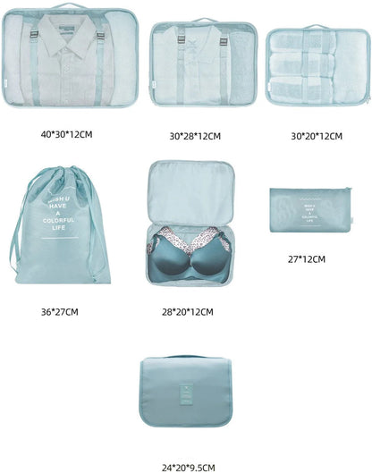 7-Pieces Set of Packing Organizers That Organize Wears/Shoes in The Luggage Bag