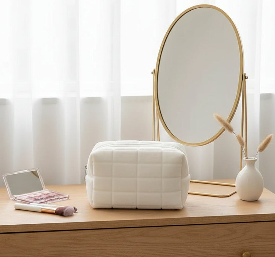 Solid Fur Cosmetic Toiletry Bags