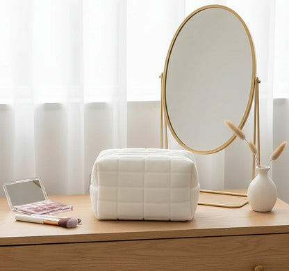 Solid Fur Cosmetic Toiletry Bags