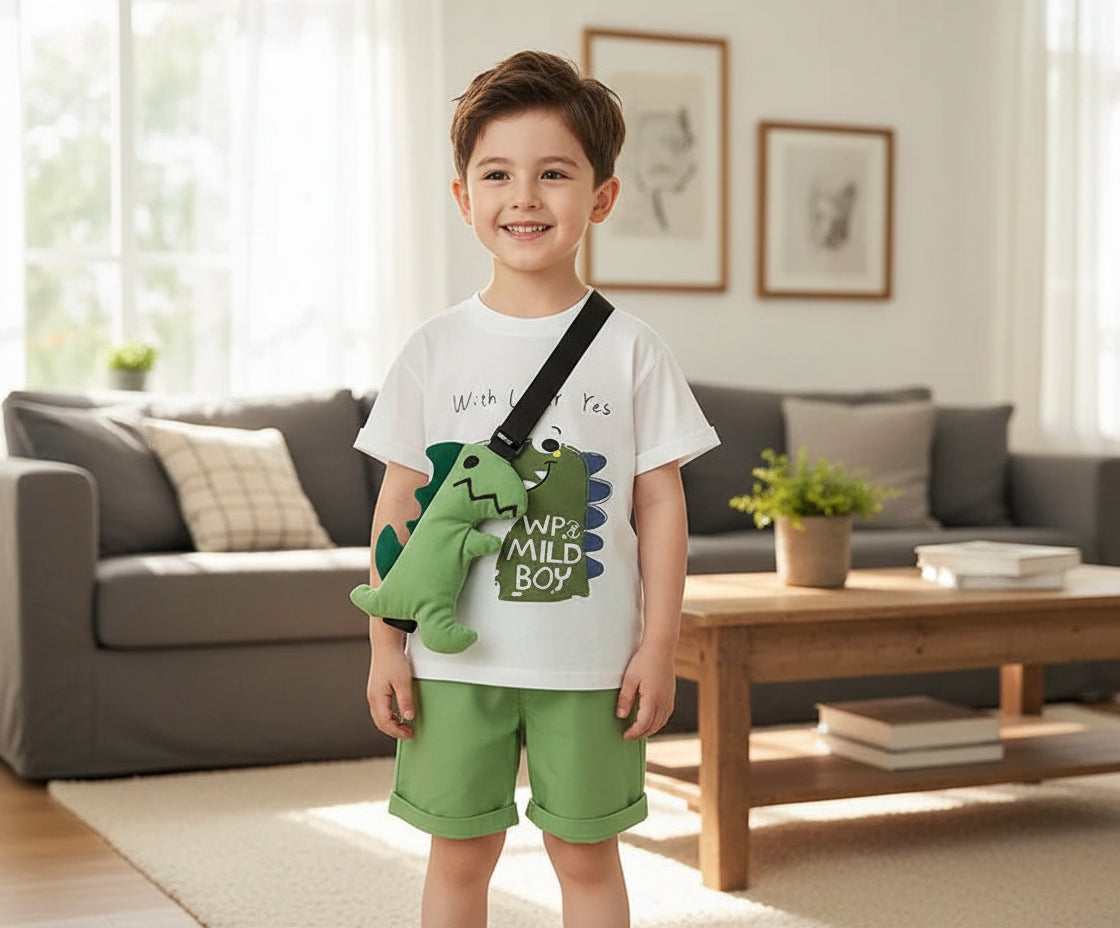 Kids Cartoon Big Dinosaur Top + Short