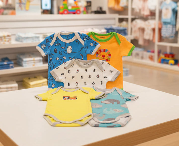 5Pcs (Random) Short Sleeve Soft Rompers