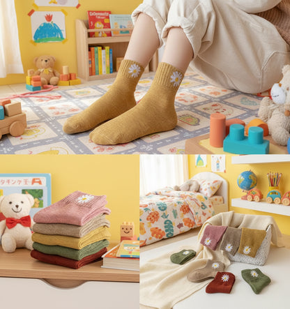 Chaussettes montantes à motifs ours/fleurs (5 paires)