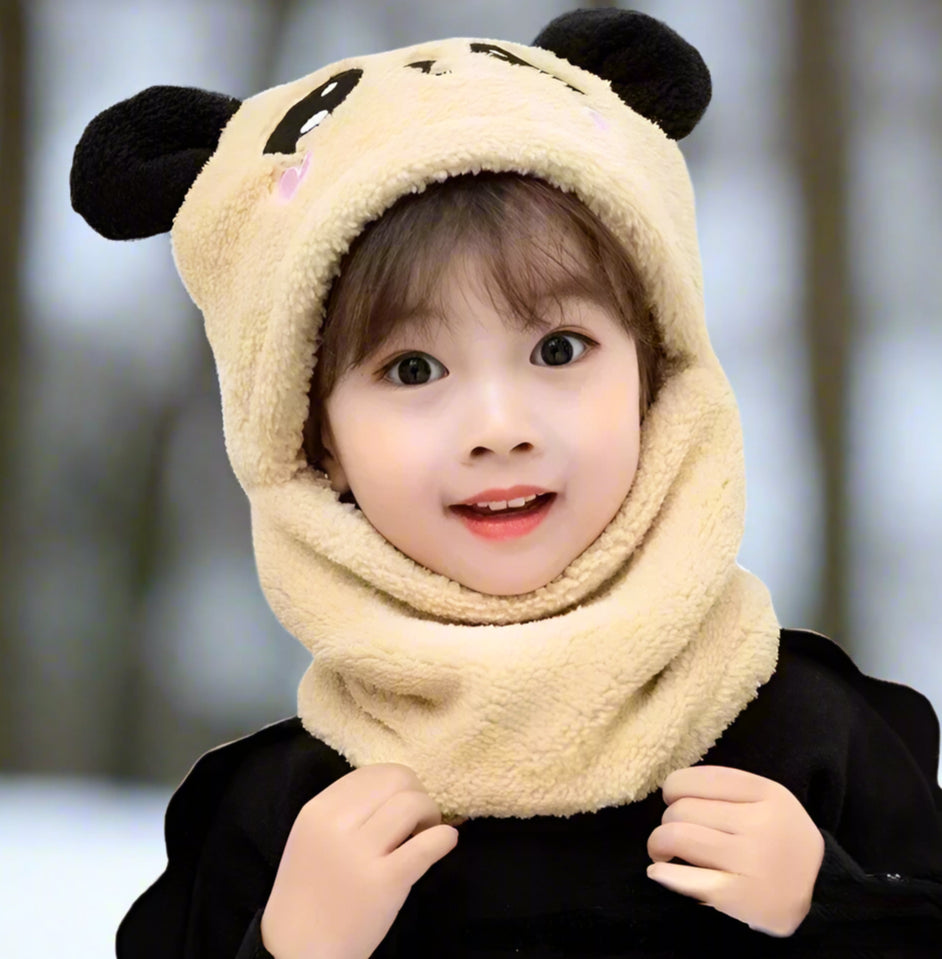 Warm Ear Protection Panda Cartoon Beanie Hats and Scaves