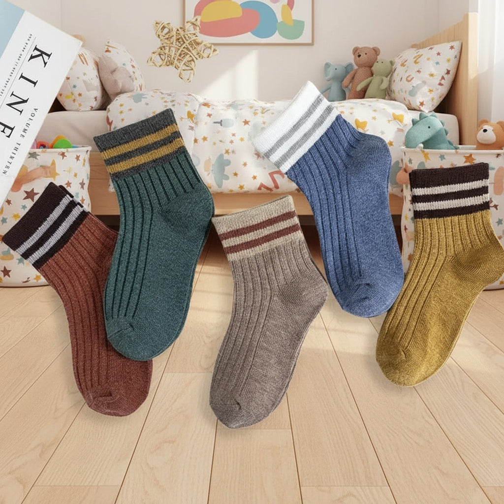 Chaussettes montantes à motifs ours/fleurs (5 paires)