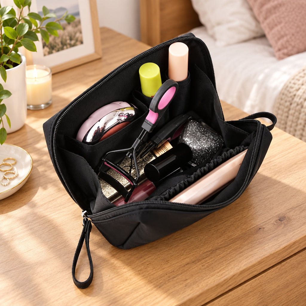 Partitioned Large Capacity Cosmetic Bags